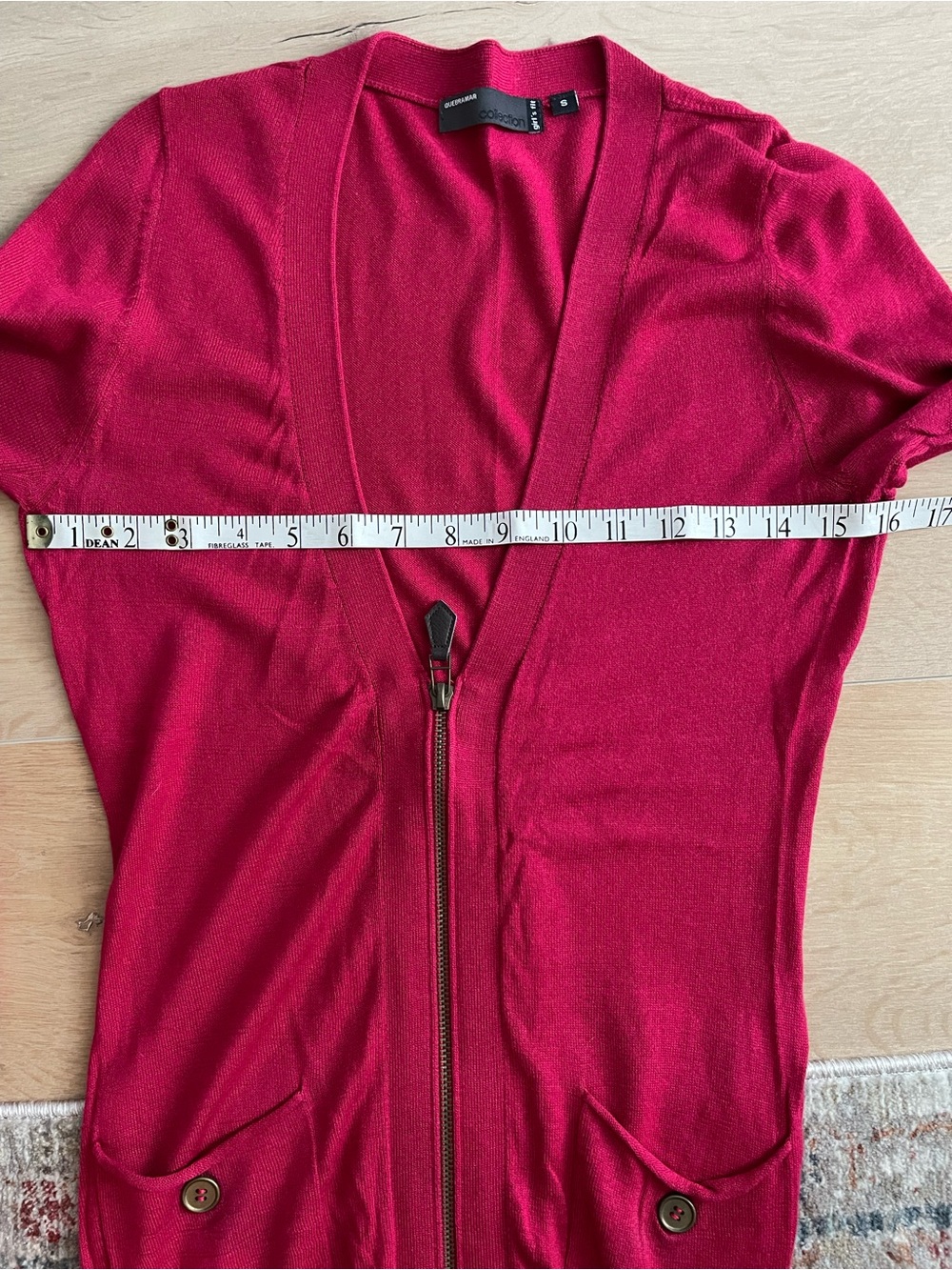 NWOT QUEBRAMAR Raspberry Zip-Front Cardigan - Picture 8 of 9